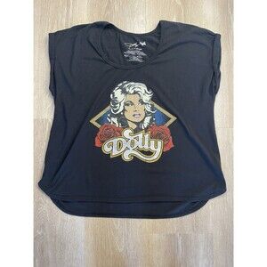 Dolly Parton Round Beck Short Sleeve T-shirt Black Size 1X Cotton Blend
